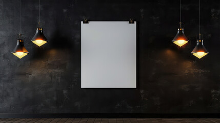 blank white canvas on wall with spotlight