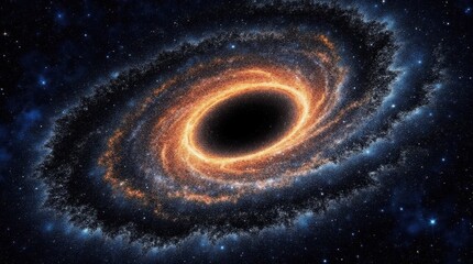 Fototapeta premium Stippling Style Spiral Galaxy with Black Hole