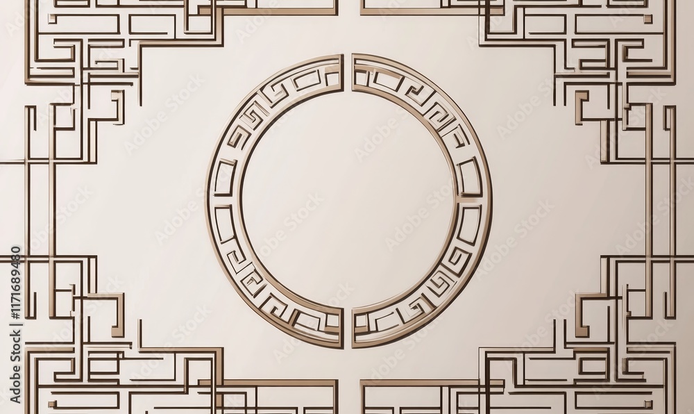 Poster A decorative geometric design featuring intricate patterns and a central circular motif.