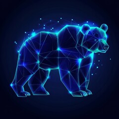 Fototapeta premium Abstract polygonal glowing blue bear.
