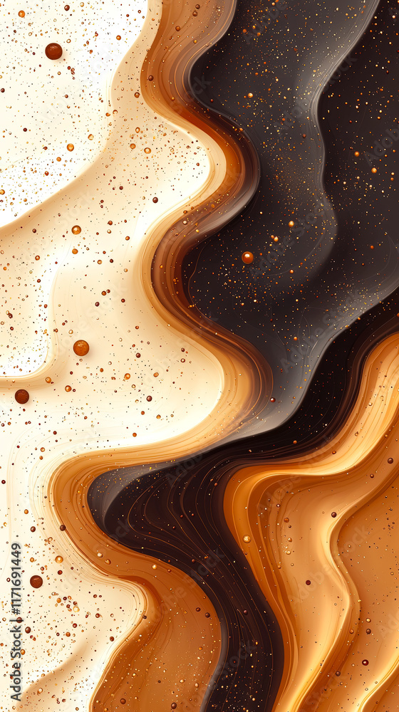 Poster Abstract swirl of warm colors with golden accents creating a dynamic visual texture in a modern design