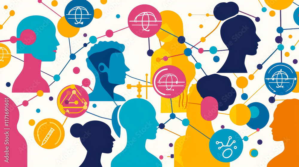 Aufkleber Connecting individuals through technology and innovation in a vibrant and dynamic network