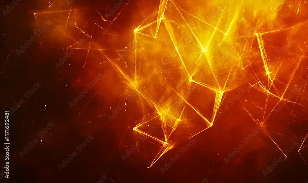 Poster fiery abstract background with glowing lines and particles, perfect for technology, energy, or netwo