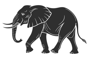 Create a simple black elephant silhouette vector art with a white background
