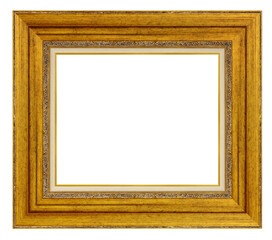 Old style vintage golden frame isolated on a white background