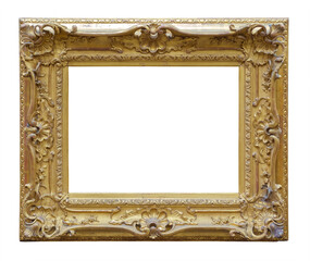 Old vintage golden frame isolated