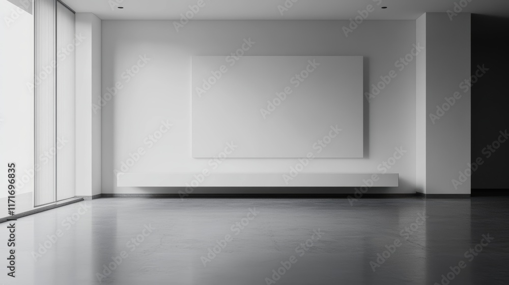 Poster modern empty room with tv - hyper-realistic generative ai image