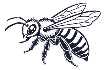 create a vector-style silhouette of the bee with a white background