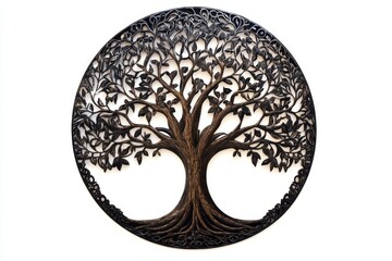 Tree Mandala Vector Silhouette Design Isolated on White Background