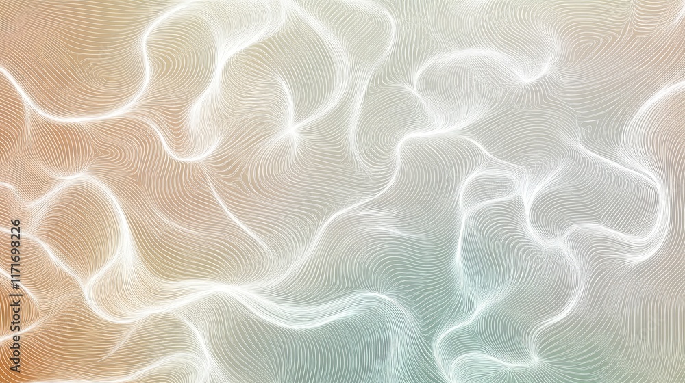 Poster abstract wavy patterns with soft colors, creating a serene visual effect.