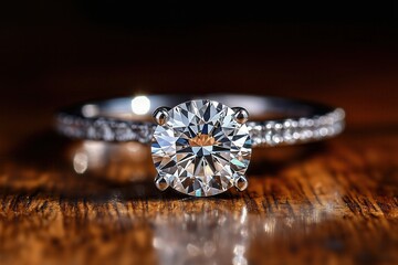 Fototapeta premium Solitaire engagement ring with radiant diamond