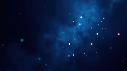 Obraz premium Dark blue background with glowing lights and bokeh, creating an atmosphere of mystery and magic.