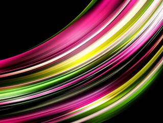 Abstract Swirling Lines Of Pink Green And Yellow Hues
