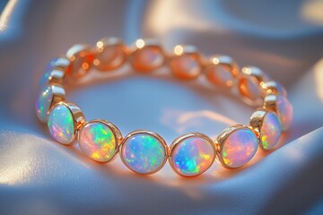 Elegant opal bracelet with gold settings