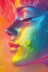 Exploration of color gradients and ombre effects on a model's profile showcasing iridescent paints and chromatic shifts
