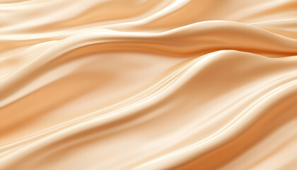 Obraz premium Luxurious peach-toned silk fabric, smooth, elegant, flowing, soft waves, texture background. Perfect for fashion, beauty, or luxury product design.