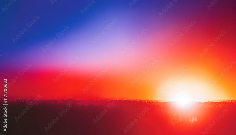 Poster vibrant sunset landscape with a fiery red and orange sky, creating a dramatic and colorful backdrop.