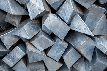 Pile of metal cubes with a grayish color