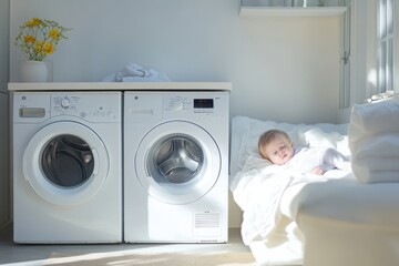Washer and Dryer Before Isolated and White Background