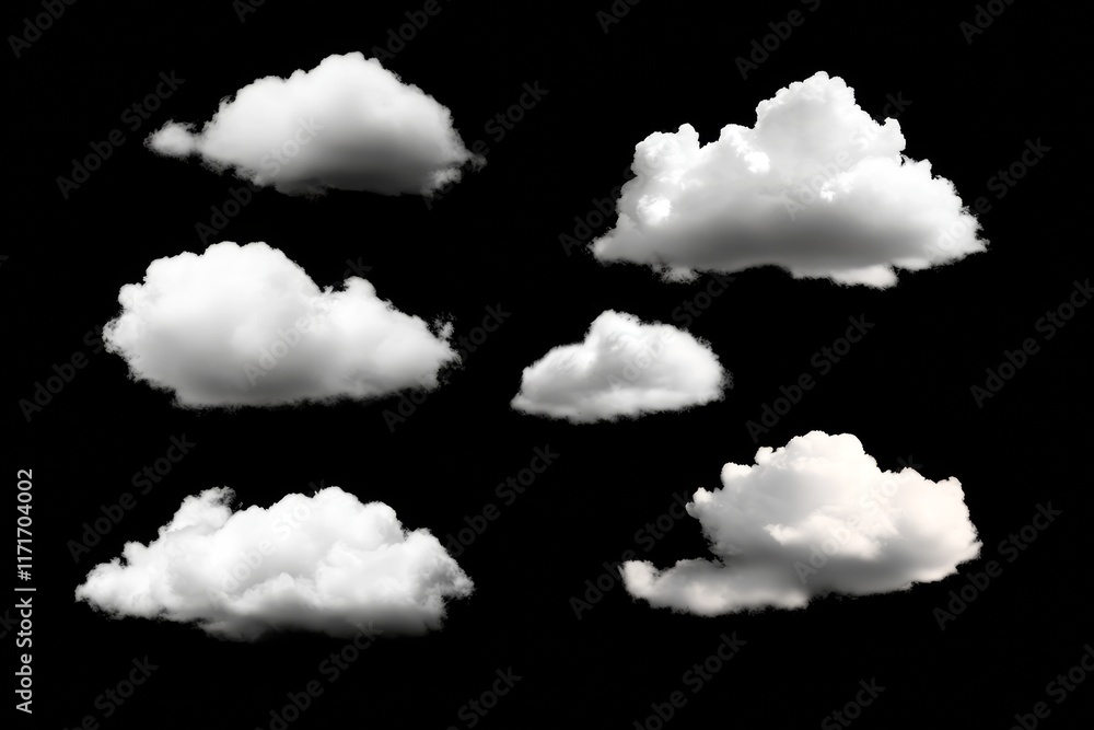 Poster collection of clouds in various sizes and shapes