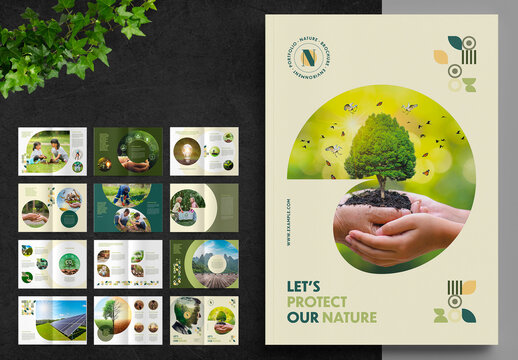 Protect Nature Brochure Layout with Green Accents