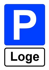 Illustration eines blauen Parkplatzschildes mit der Aufschrift 