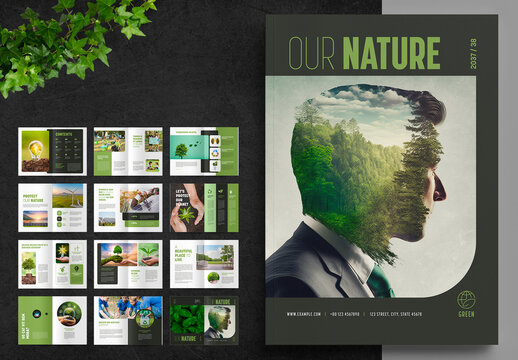 Nature Brochure Layout with Green Accents