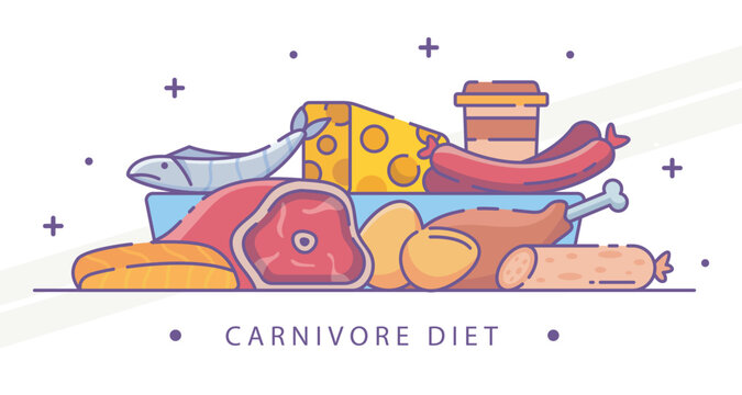An illustration drawing highlighting the concept of a carnivore diet