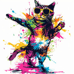 shirt print of a colored cat