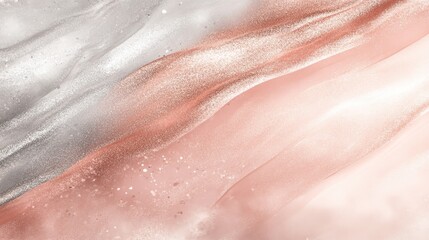 Fototapeta premium A soft, abstract design featuring flowing waves of silver and rose gold tones.
