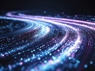 Abstract swirling light trails create a vibrant cosmic scene