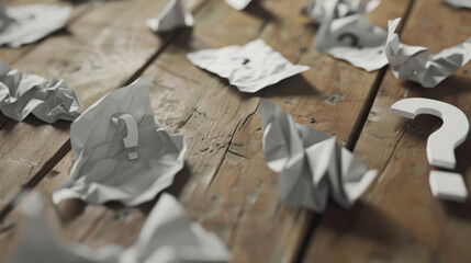 Fototapeta premium wrinkled piece of paper with question mark on it