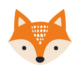 Cute cartoon fox head vector illustration