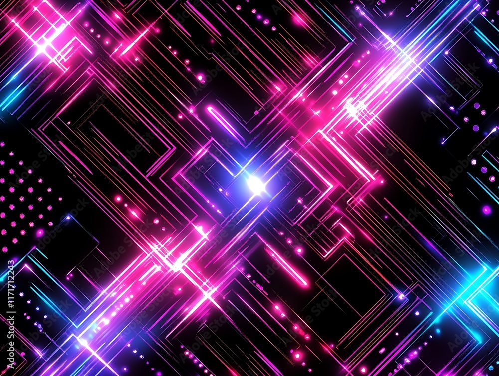 Poster abstract neon lines intersect in geometric pattern