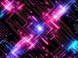 Abstract Neon Lines Intersect In Geometric Pattern
