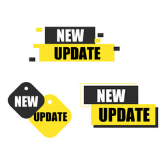 set of vector banner sticker icons in yellow and black color for your advertisements