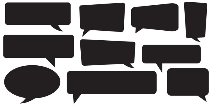 Speech bubble, speech balloon, chat bubble line art icon for apps and websites. Set of speech bubble, comic sticker, chat box and empty social media message balloon silhouette or communication network