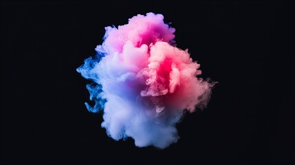 Fototapeta premium Abstract pink and blue smoke cloud on a black background. Dreamy, ethereal colors.