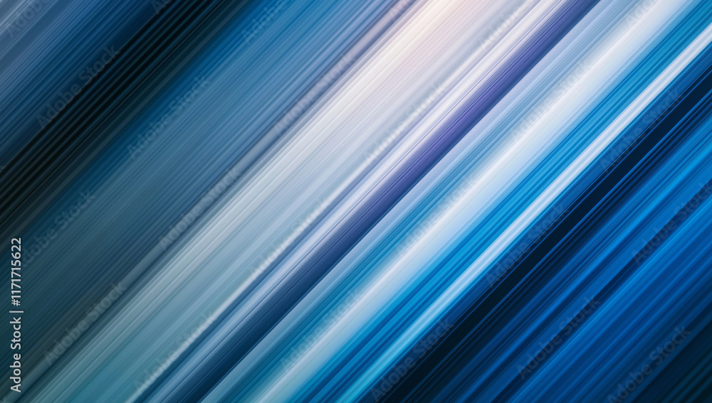 Poster abstract image featuring diagonal lines in shades of blue, white, and dark blue, creating a sense of