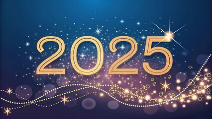 Fototapeta premium Elegant Celebration Design Featuring Golden Year 2025 on Starry Background