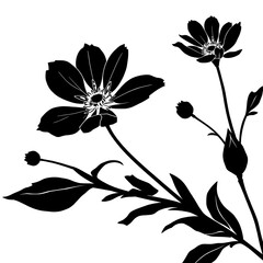 black and white flower silhouettes vactor file Generative AI 