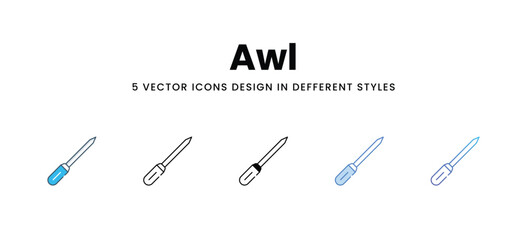 Awl icons different style vector stock illustration