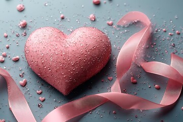 Pink Heart with a Pink Ribbon


