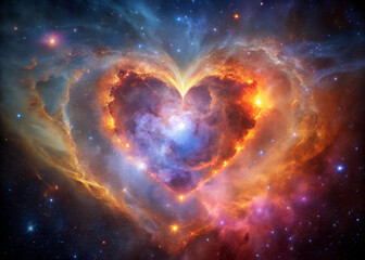 Obraz premium beautiful heart space nebula for love and romance for valentines day
