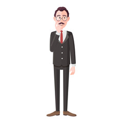 Cartoon Businessman Character Thinking and brainstorming, Vector illustration