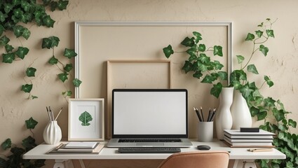 Chic home office desk with modern decor elements