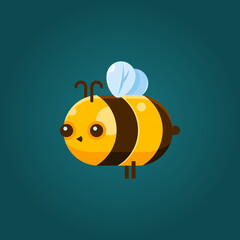 Cute bee. Game character for UI design in flat style. Icon. Vector illustration.