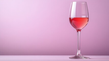 Elegant glass of rose wine illuminated by soft light against a pastel background