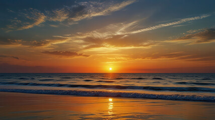 Obraz premium A beautiful scenery of the breathtaking sunrise reflecting in the sea