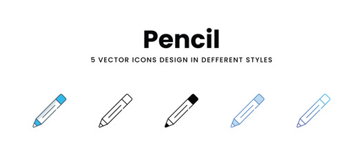 Pencil icons different style vector stock illustration